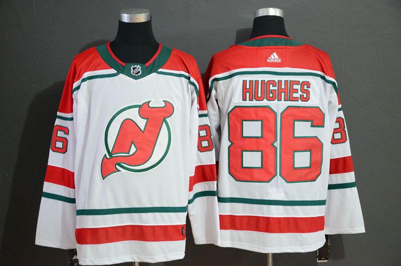Men New Jersey Devils #86 Hughes White Adidas Stitched NHL Jersey->new york rangers->NHL Jersey